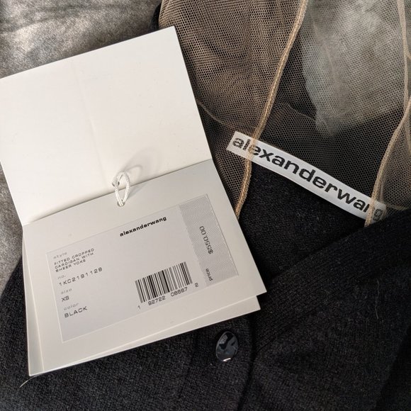 ALEXANDER WANG | Black Cardigan with Sheer Yoke - Picture 6 of 6